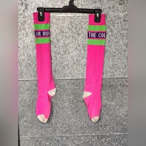 "The Color Run" Hot Pink Knee High Socks Child Size 1 - 2